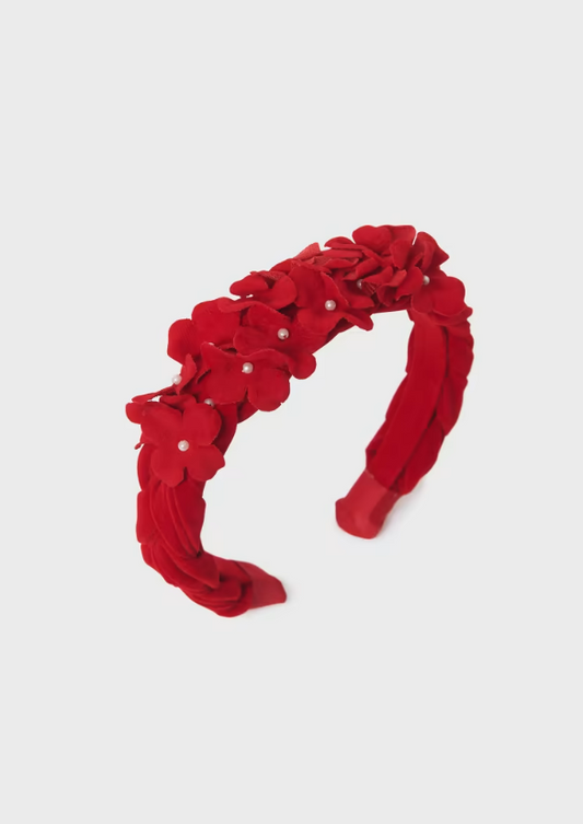 ABEL & LULA FLORAL VELOUR HEADBAND - RED