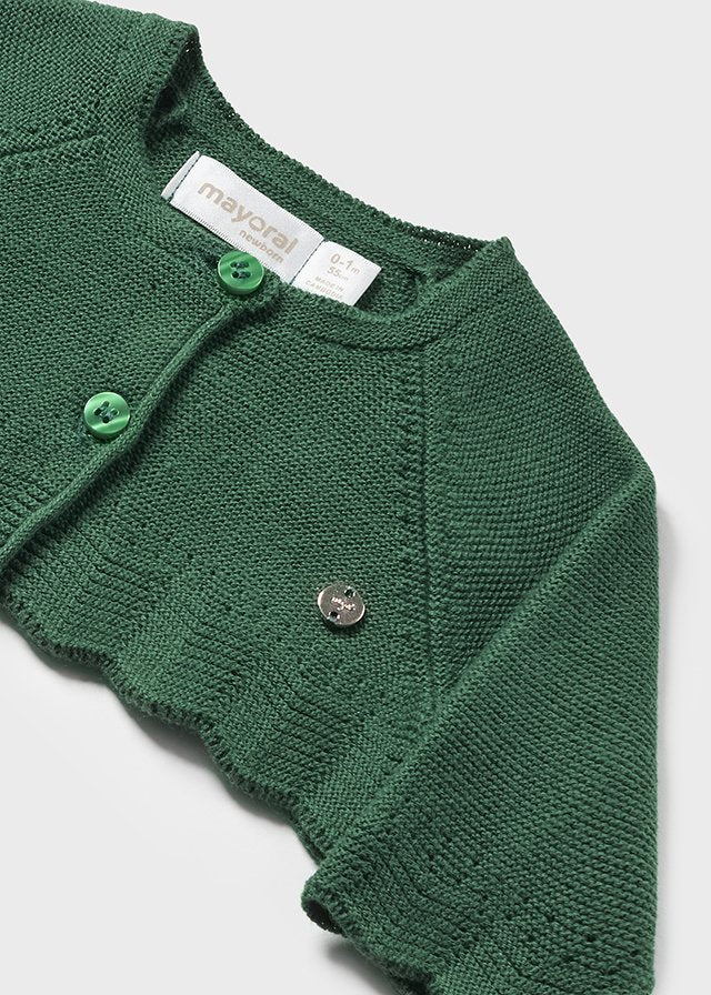 MAYORAL BASIC KNIT SHORT CARDIGAN - PINE