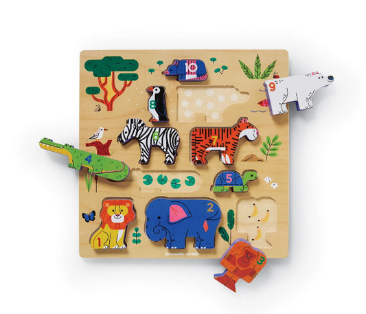 CROCODILE CREEK 10PC STACKING WOOD PUZZLE 123 ZOO