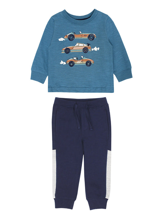 RACE CAR STACK TOP W/ NAVY TERRY PANT