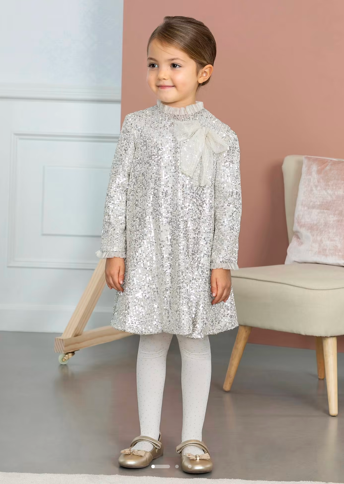 ABEL & LULA POLKA DOT GLITTER TIGHTS- CREAM