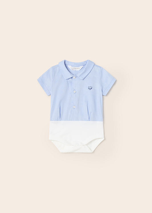 MAYORAL SHORT SLEEVE SHIRT BODYSUIT- BLUE