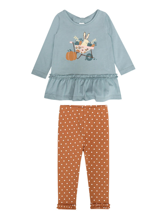 HARVEST PEPLUM TOP W/ DOT LEGGING