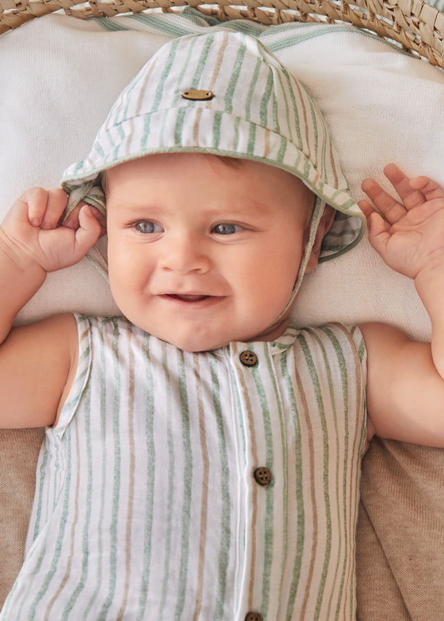 MAYORAL COTTON ROMPER WITH HAT- AQUA