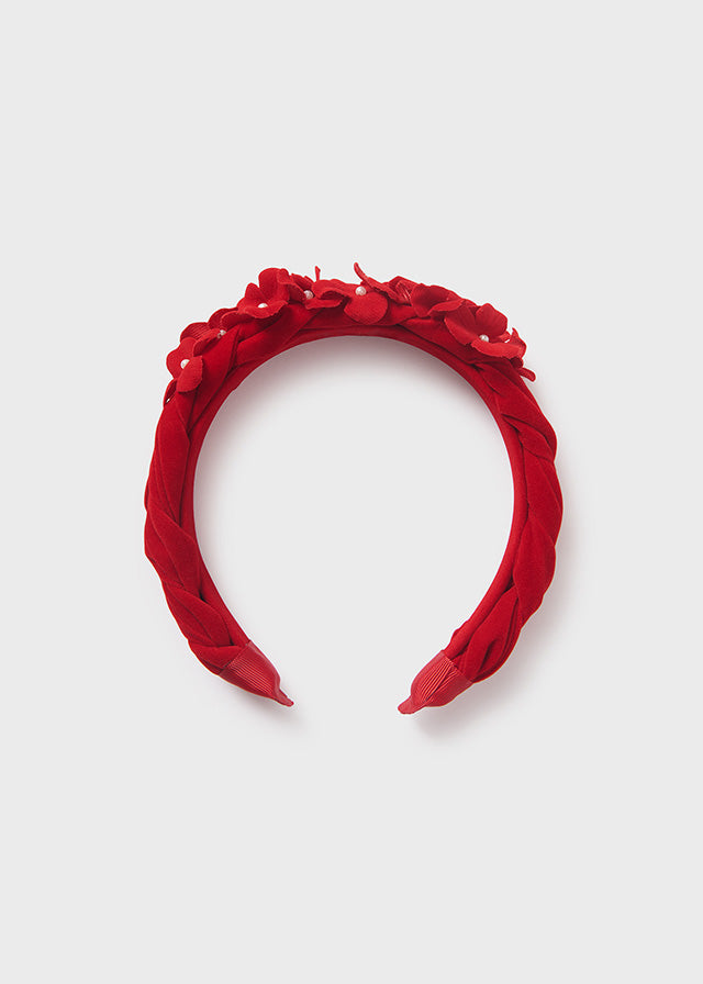 ABEL & LULA FLORAL VELOUR HEADBAND - RED