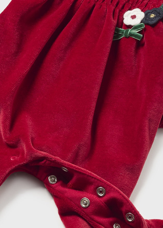 MAYORAL VELOUR FOOTIE - BURGANDY