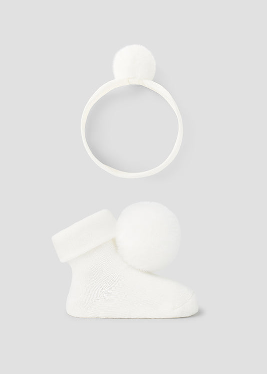 MAYORAL SOCKS & HEADBAND SET- OFF WHITE