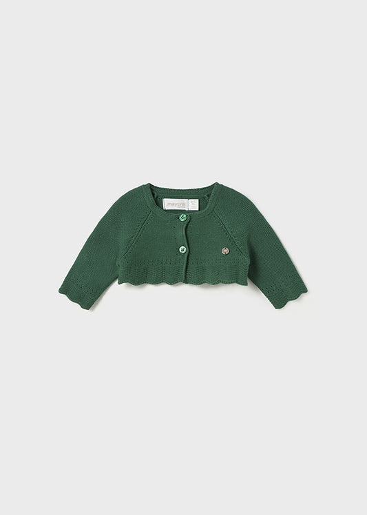 MAYORAL BASIC KNIT SHORT CARDIGAN - PINE