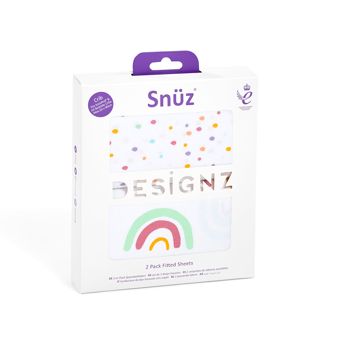 Snuz Twin Pack Bassinet Sheets - Multi Rainbow