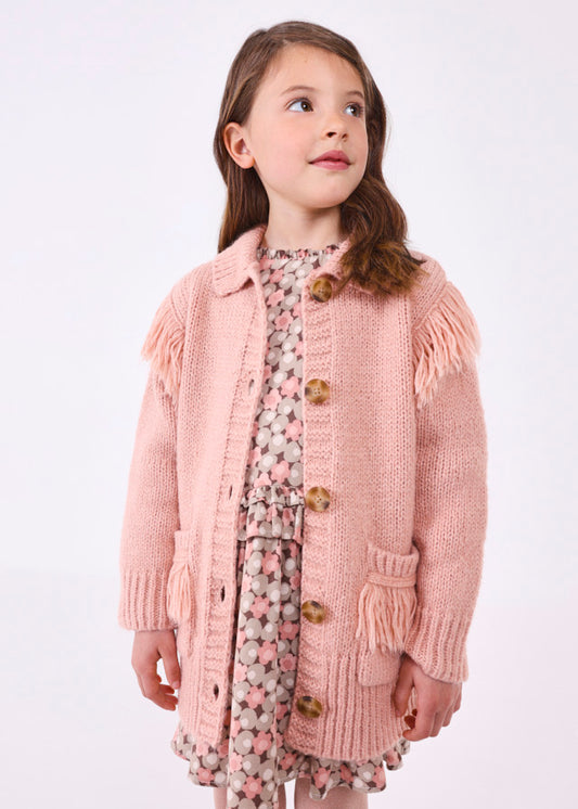 MAYORAL BUTTON FRONT FRINGE SWEATER