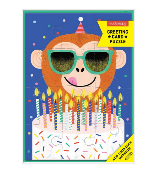GREETING CARD PUZZLE - MONKEY CAKE