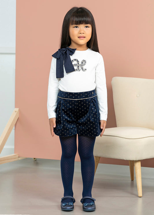 ABEL & LULA POLKA DOT JACQUARD TIGHTS - NAVY