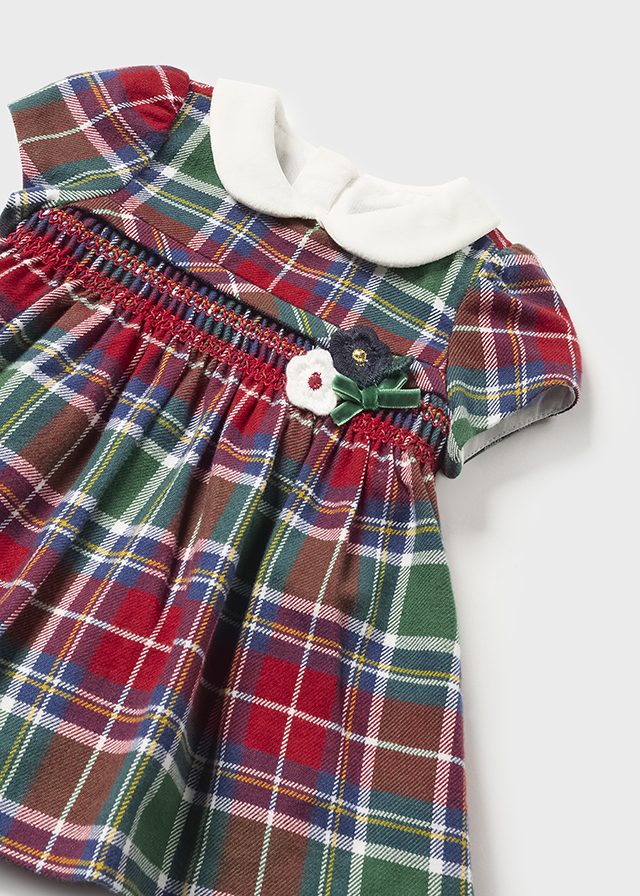 Mayoral-Baby Girls Red & Green Tartan Dress Mayoral-Baby Girls Red & Green Tartan Dress