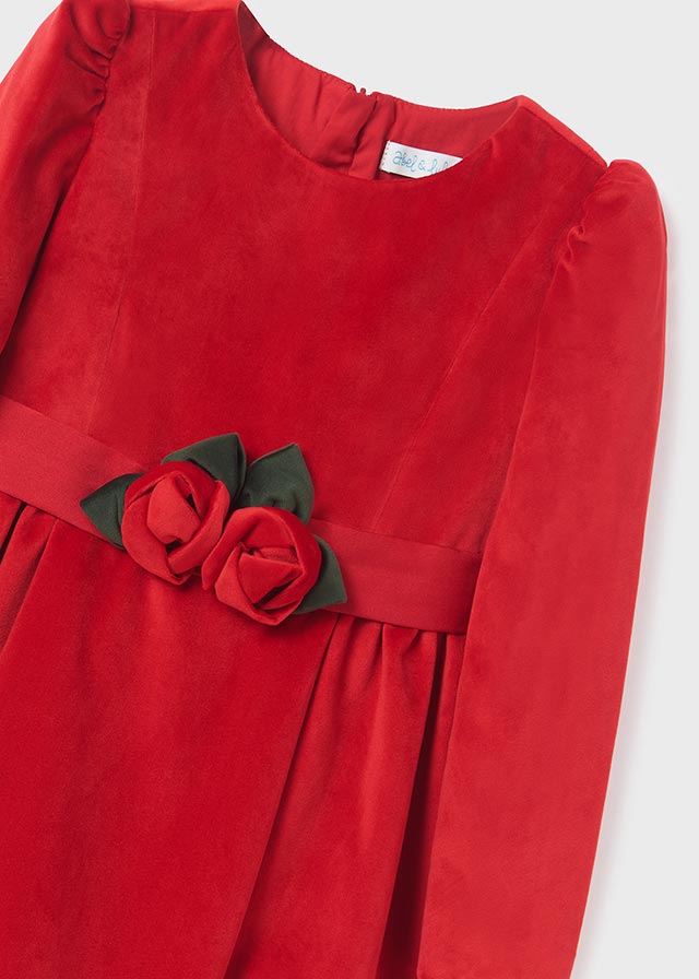 ABEL & LULA FLOWERED VELVET DRESS - RED