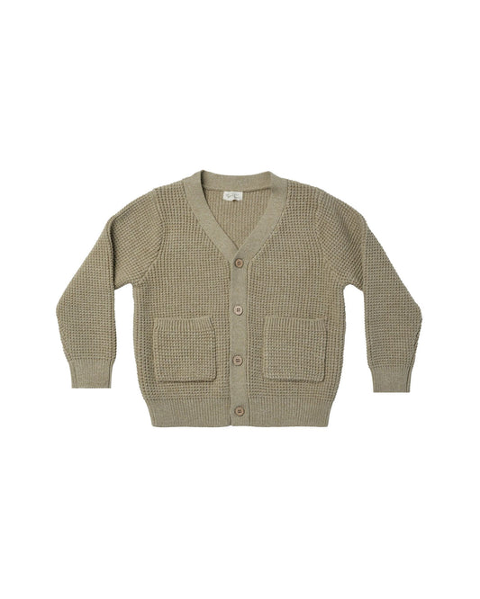 RYLEE + CRU BOYS CARDIGAN - HEATHERED FERN