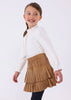 MAYORAL PLEATED SUEDE SKIRT - BROWNIE