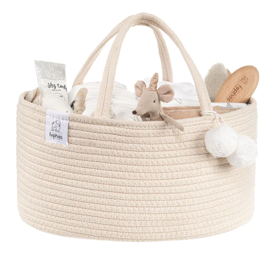 COTTON ROPE DIAPER CADDY BEIGE