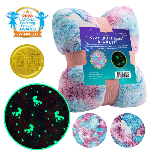 GLOW IN THE DARK BLANKET - STARRY SKY UNICORN