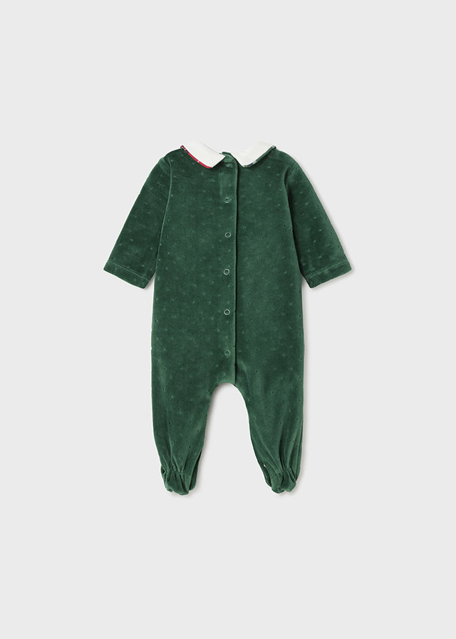 MAYORAL VELOUR ONESIE - PINE GREEN