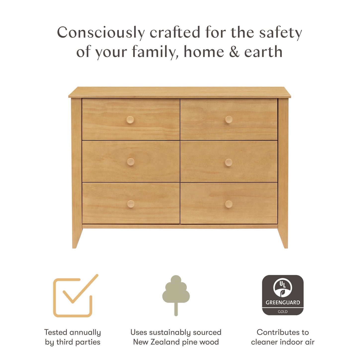 Sprout 6-Drawer Double Dresser in Honey