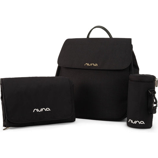 NUNA DIAPER BAG WITH PAD & BOTTLE BAG - CAVIAR