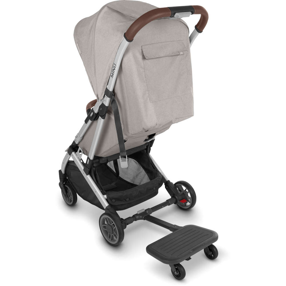 The PiggyBack ride along board easily attaches to your MINU stroller to allow your toddler to join in the stroll, even when they are too tired to walk on their own.