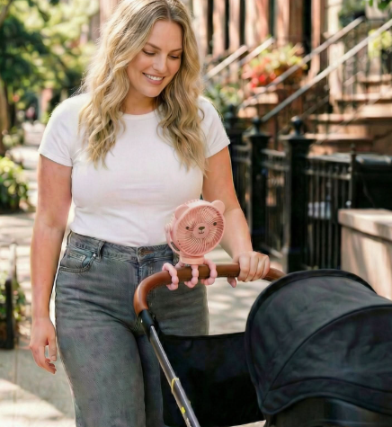 STROLLER FAN BEAR -PINK