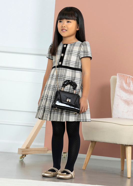 ABEL & LULA POLKA DOT JACQUARD TIGHTS - BLACK