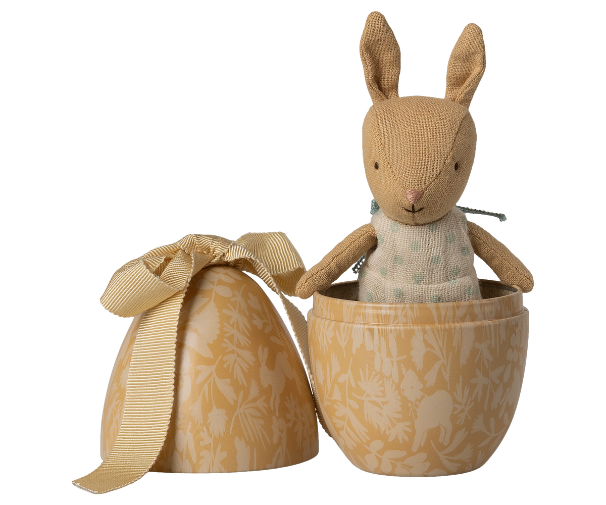 MAILEG EASTER EGG WITH MICRO RABBIT , SMALL - CREAM YELLOW