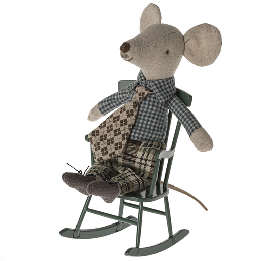MAILEG ROCKING CHAIR, MOUSE - DARK GREEN