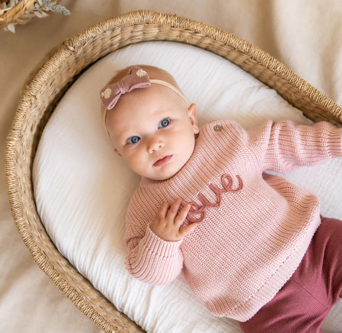 LOVE EMBROIDERED CHUNKY KNIT BABY PULLOVER SWEATER