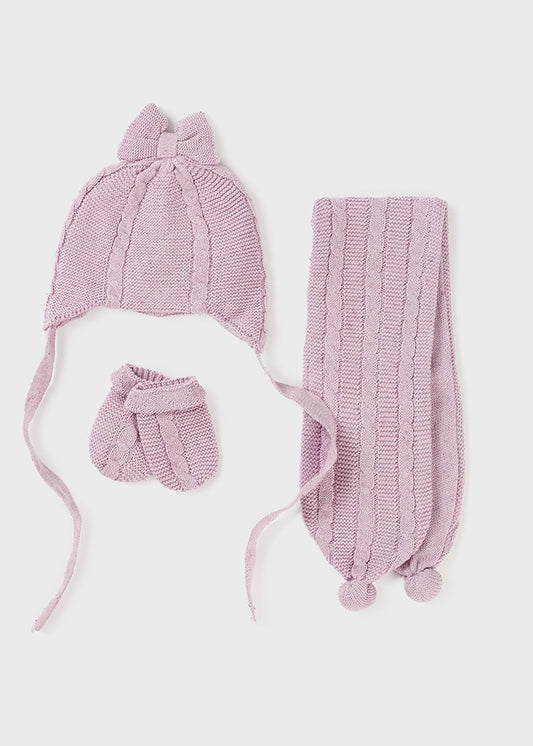 MAYORAL MITTENS, HAT AND SCARF SET- VIOLET