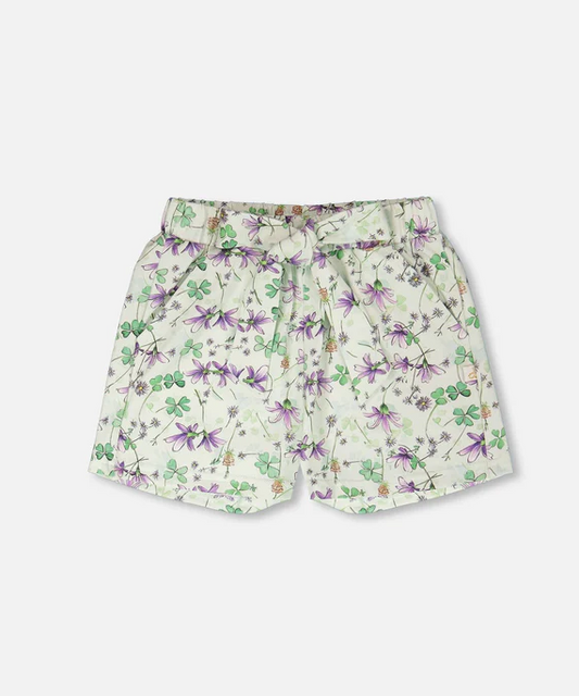 DEUX PAR DEUX JERSEY SHORTS GREEN PRINTED FLOWERS