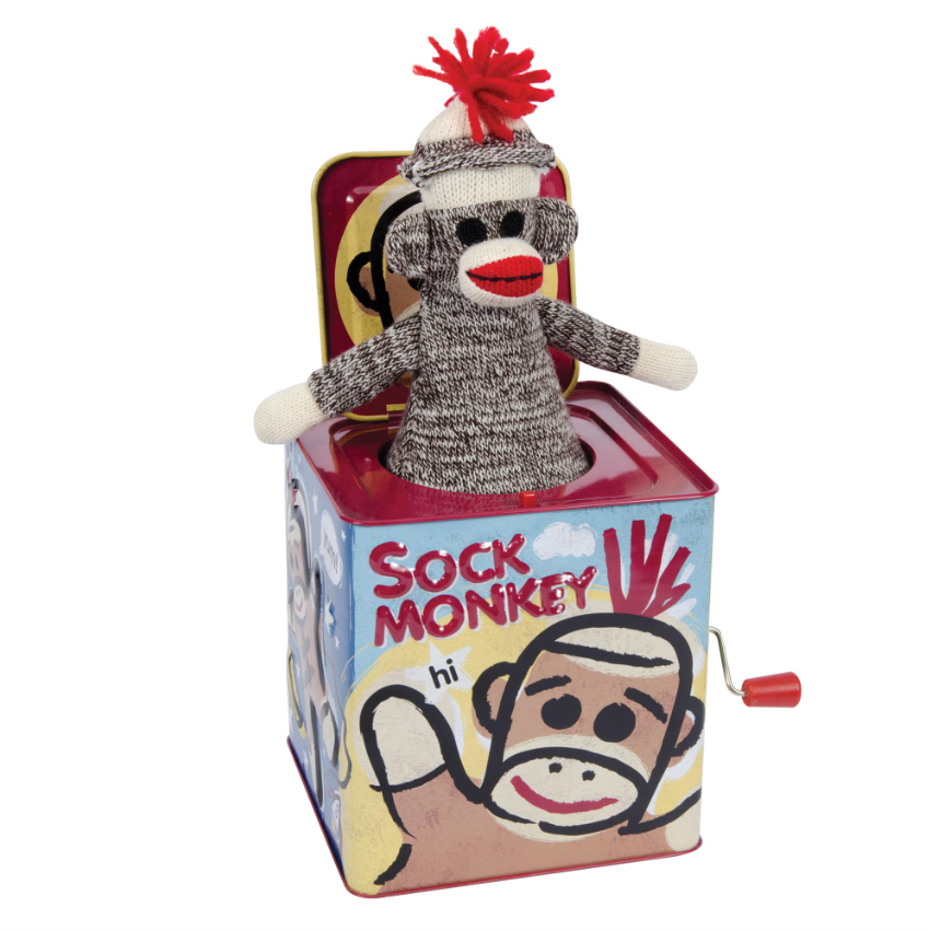 SOCK MONKEY JACK IN THE BOX