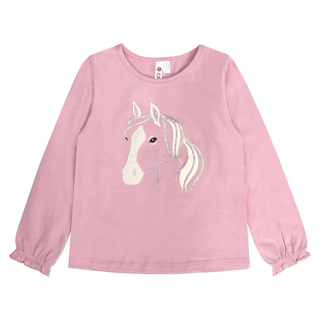 LONG SLEEVE HORSE HEAD TOP - PINK