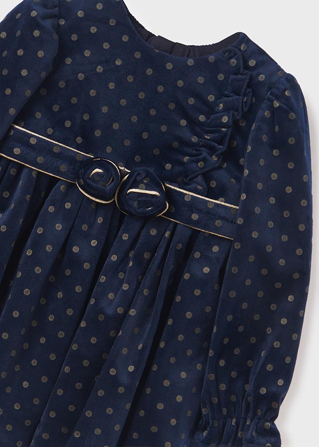 Abel & Lula Velvet Polka Dot Dress - NAVY 12M (12-18 MONTHS) Abel & Lula Velvet Polka Dot Dress - NAVY 12M (12-18 MONTHS)