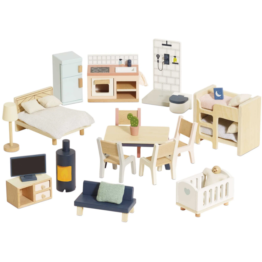 COMPLETE DOLL HOUSE FURNITURE SET