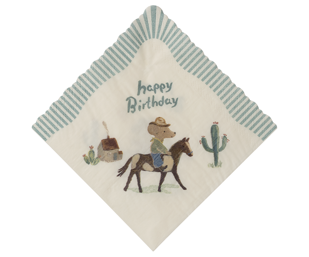 MAILEG NAPKIN, HAPPY BIRTHDAY - COWBOY