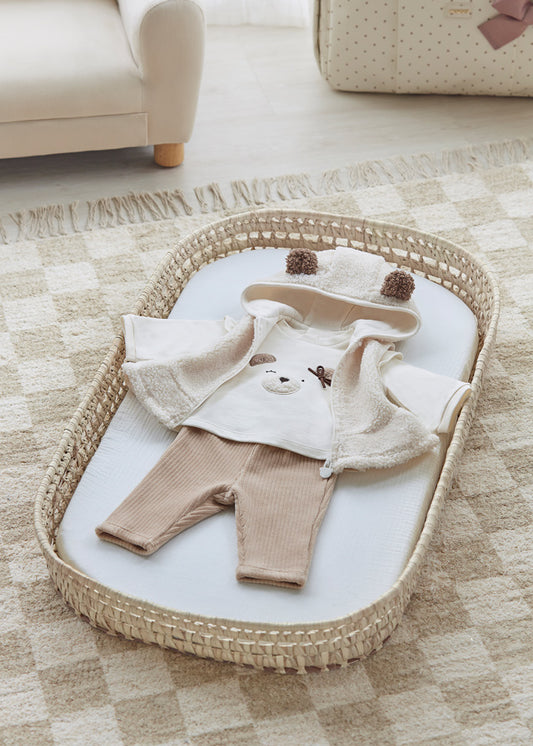 MAYORAL 3 PIECE COTTON VEST SET -TAN