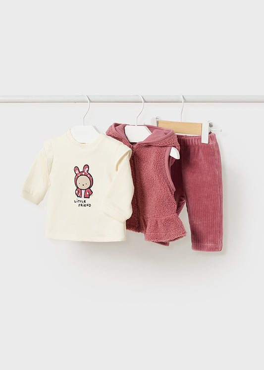 MAYORAL 3 PIECE COTTON VEST SET - LOLLIPOP