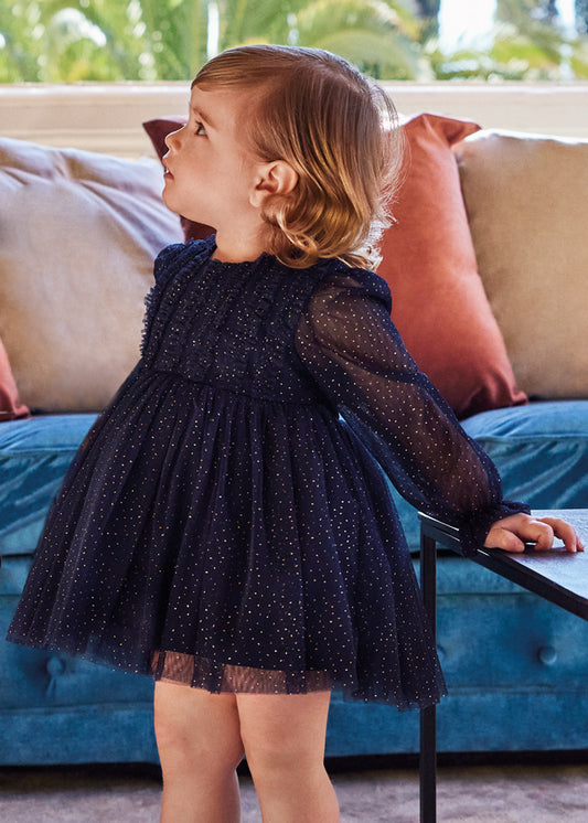ABEL & LULA SHIMMER TULLE DRESS - NAVY