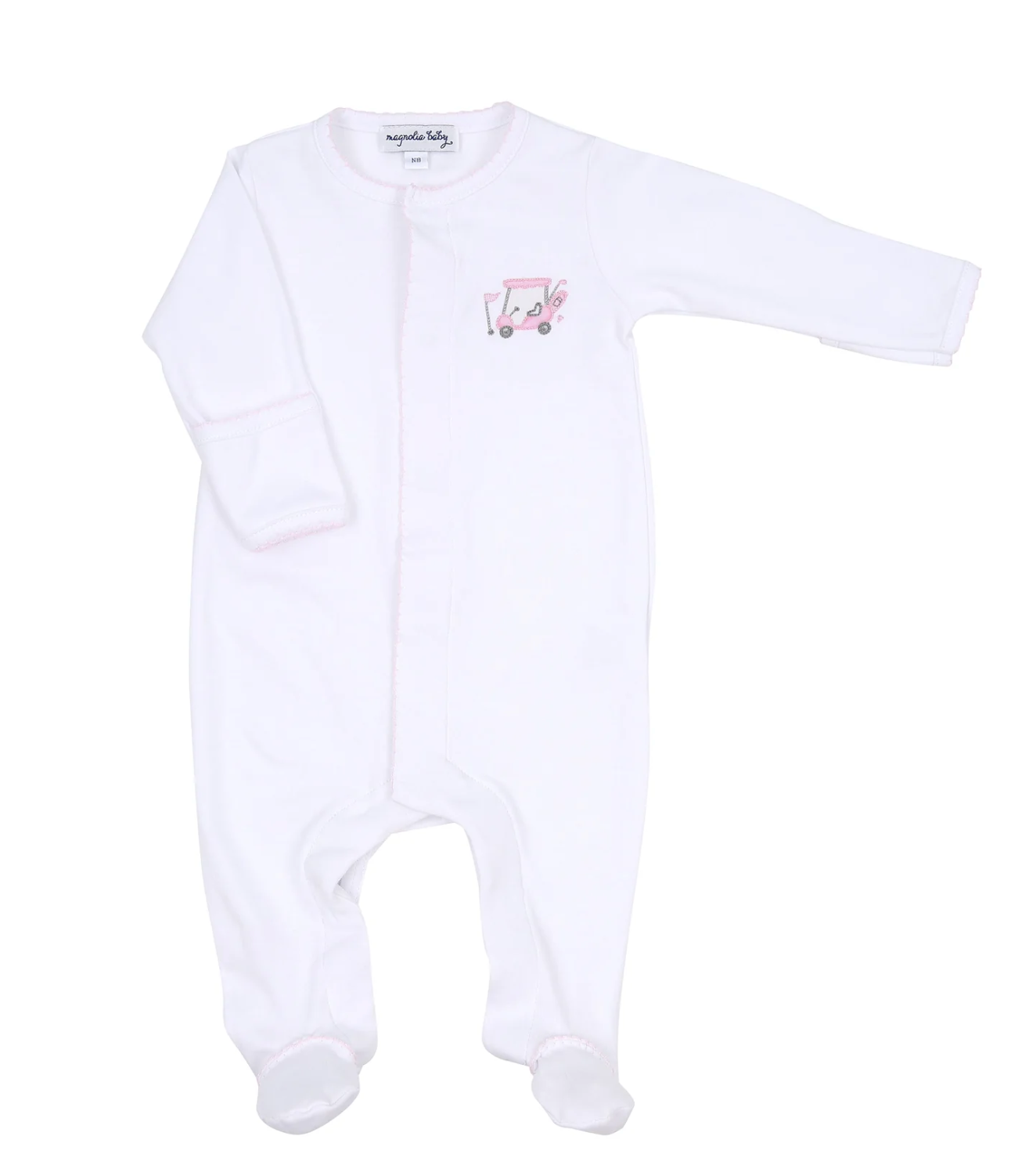 MAGNOLIA BABY PUTTING AROUND EMBROIDERED FOOTIE