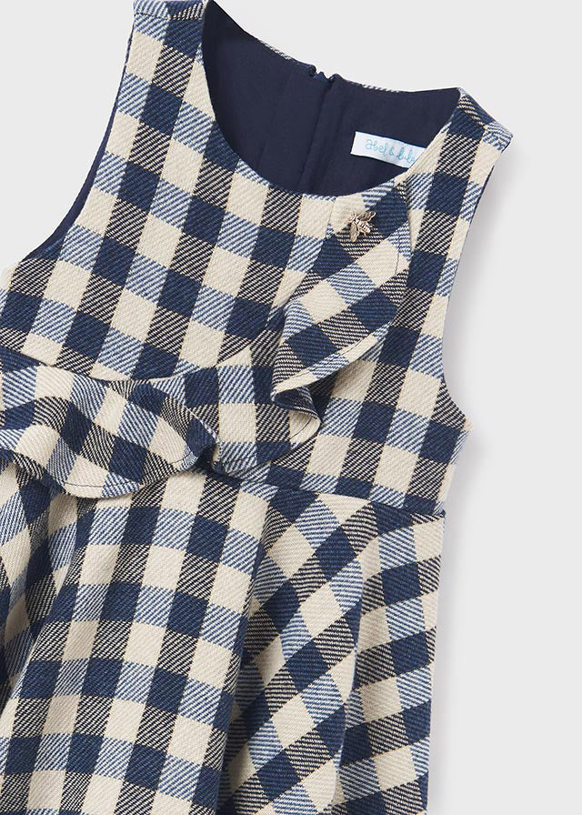 ABEL & LULA PLAID PINAFORE DRESS - NAVY