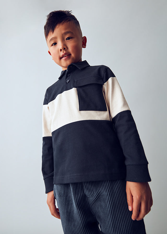 MAYORAL STRIPE KNIT POLO NAVY