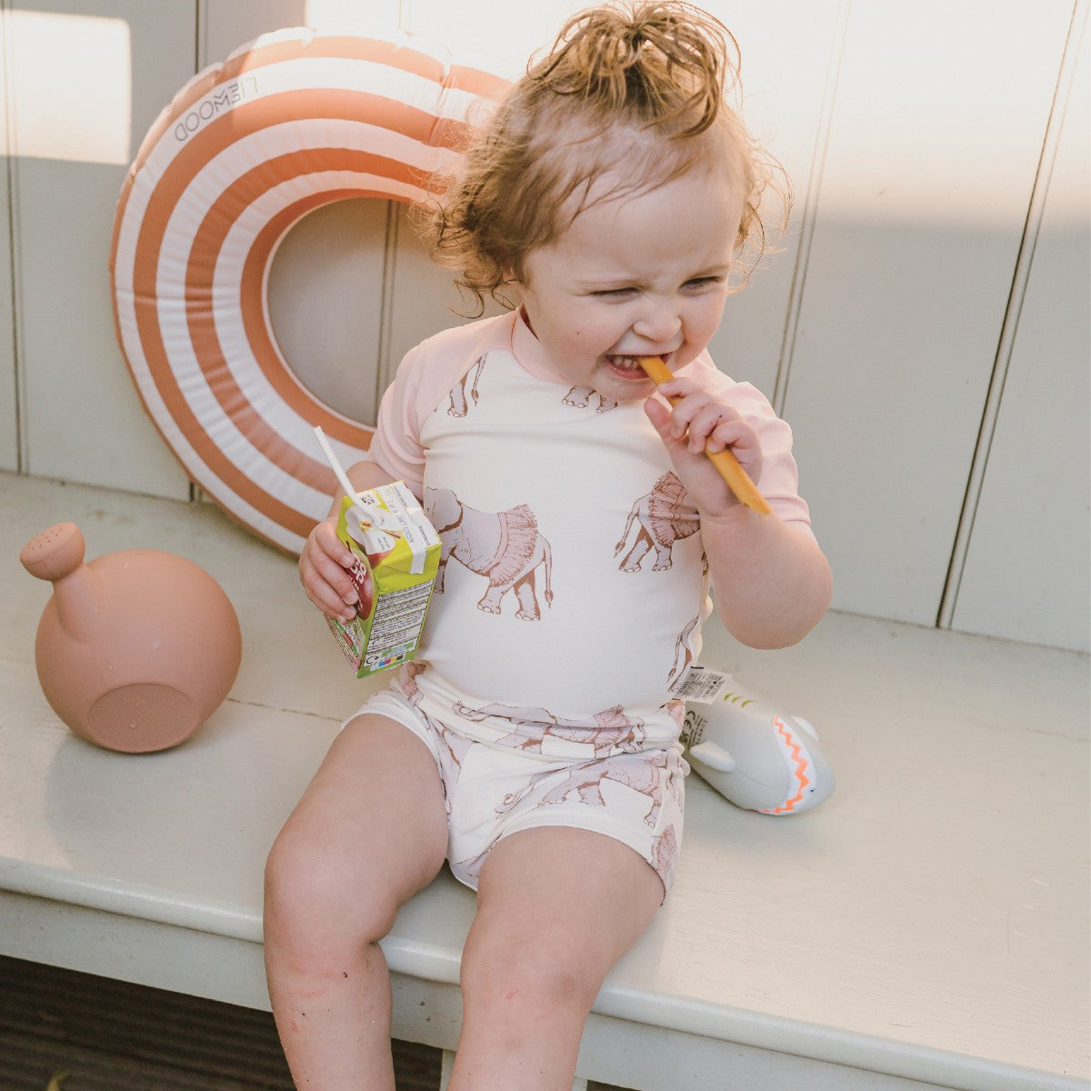 MILKBARN SHORT SLEEVE TOP AND SWIM TRUNKS SET