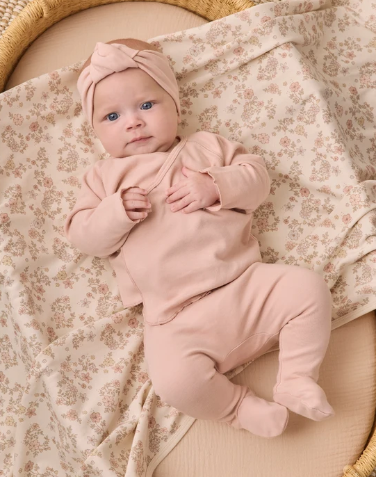QUINCY MAE WRAP TOP + FOOTED PANT SET DUSTY ROSE