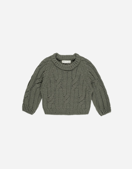RYLEE + CRU KNIT CABLE-KNIT SWEATER FOREST