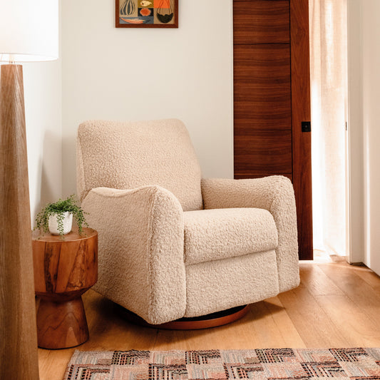 BABYLETTO SUNDAY POWER RECLINER AND SWIVEL GLIDER IN SHEARLING