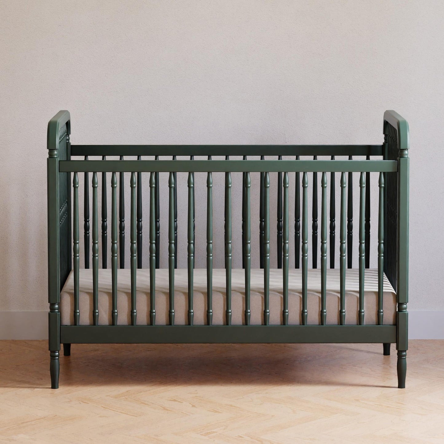 Liberty 3-in-1 Convertible Spindle Crib w/Toddler Bed Conversion Kit in Dusty Rose