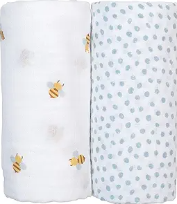 LULUJO SWADDLE BOHO BEES AND DOTS 2PK